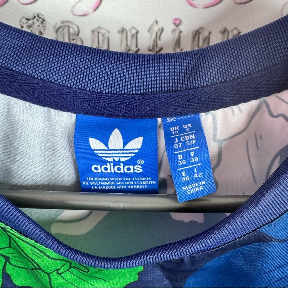 Adidas Women's Floral Tank Top - Navy and Green - Picture 5 of 6